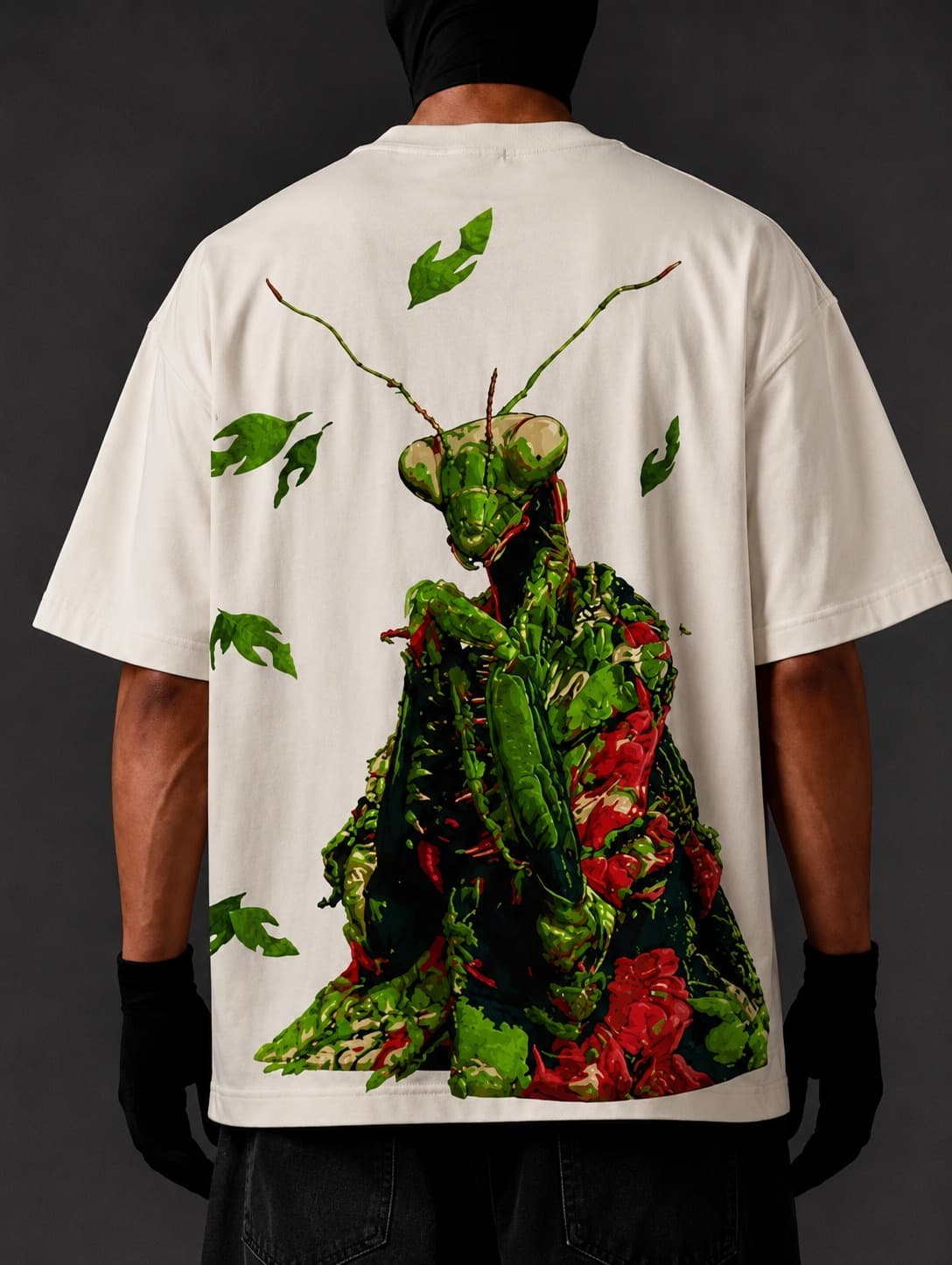 Mantis Prowler Tee — back print, close up